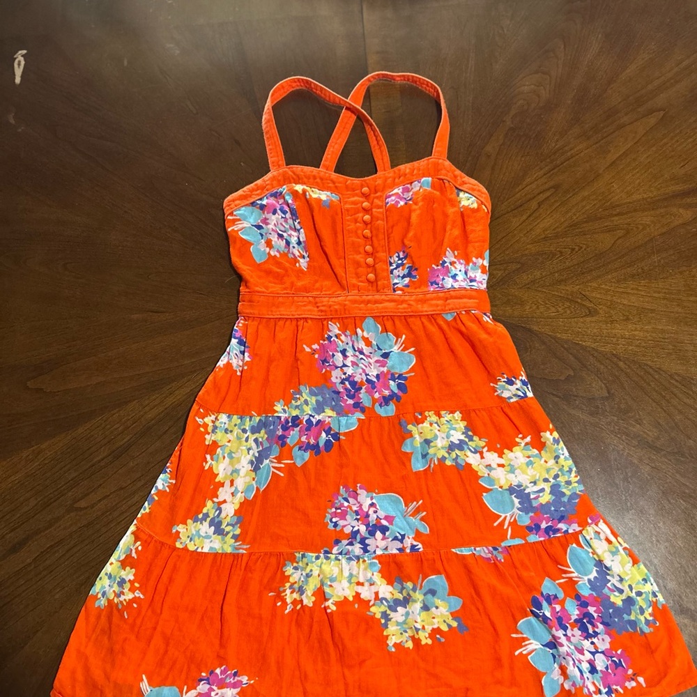 American Eagle Outfitters Orange Floral Sundress for Girls